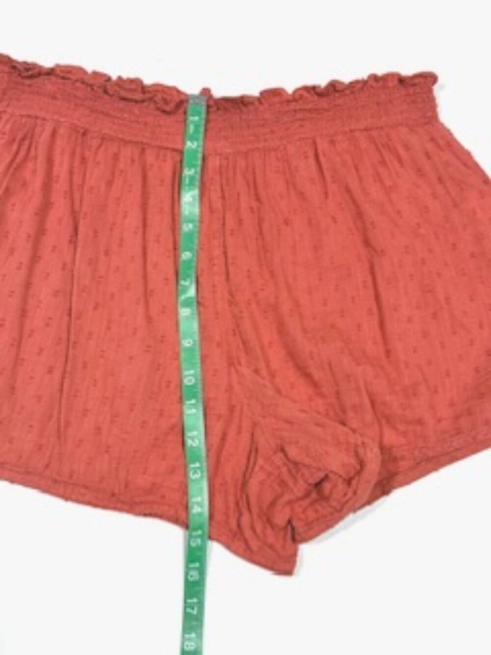 Old Navy Womens Shorts Elastic Waist Smocked Pillet Ruffles Rust Orange Size L - Picture 6 of 9